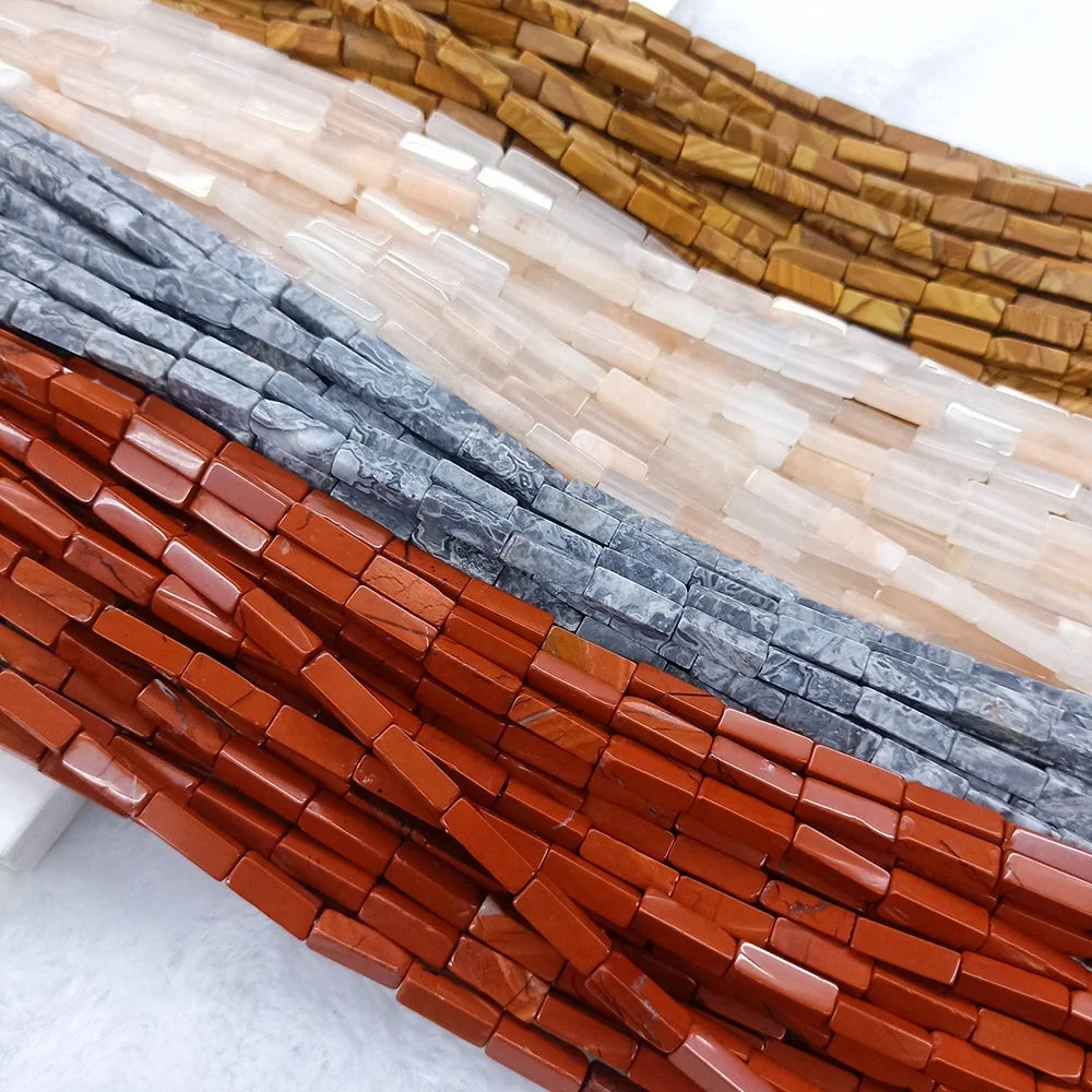 Natural Red Agate Red Jasper Red Web Stone Tube Beads 13x4mm Rectangle Loose Semi Gemstone Beads for Jewelry Making Design