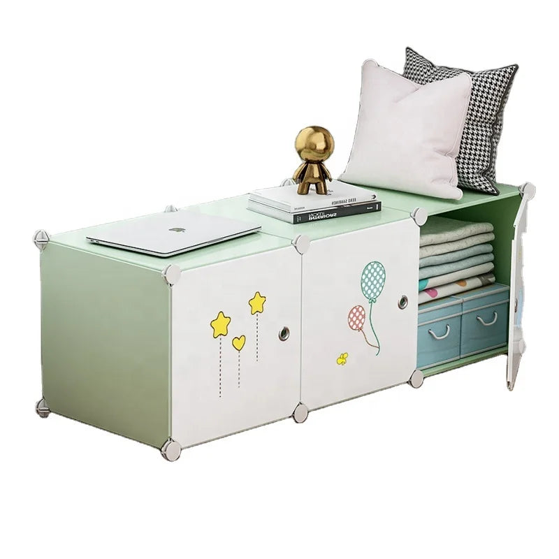 Wardrobe Bay Window Cabinet Storage Cabinet Living Room Economic Multi-functional 3 Cubes Plastic Storage Cabinet