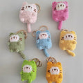 Handmade Crochet Amigurumi Cat Toy Dolls Soft Light Keychain Yarn Animals Charms Stainless Steel Cartoon Style Woven Technique