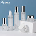 China Factory Wholesale Silver Cap Frosted Cosmetic Glass Bottle Packaging Jars and Bottle Supplier