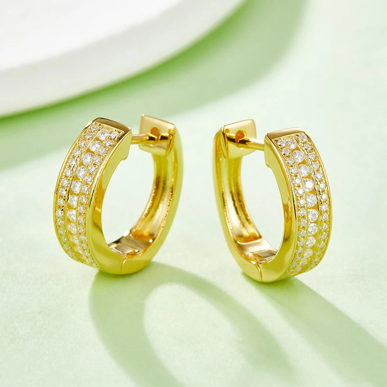 Superior Workmanship Huggie Silver 925 Moissanite Hoop Earrings High-End Jewelry Hip Hop Moissanite Hoop Earrings