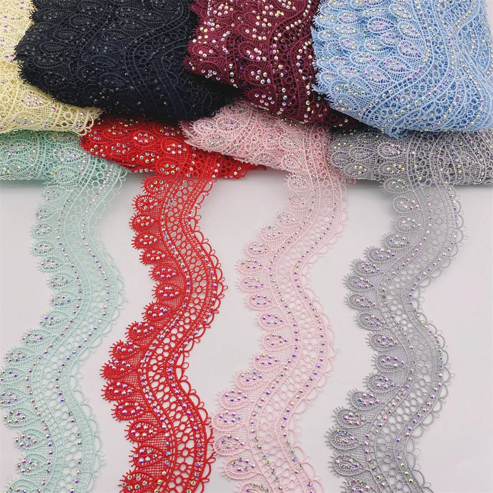 Wholesale Wide 5cm  High Quantity Rhinestone Lace Trim for Wedding Dress Decoration