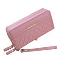 New Style Fashion Classic PU Leather Double Zipper Diamond Lattice Long Phone WalletLady Large Capacity Multi-function Bag