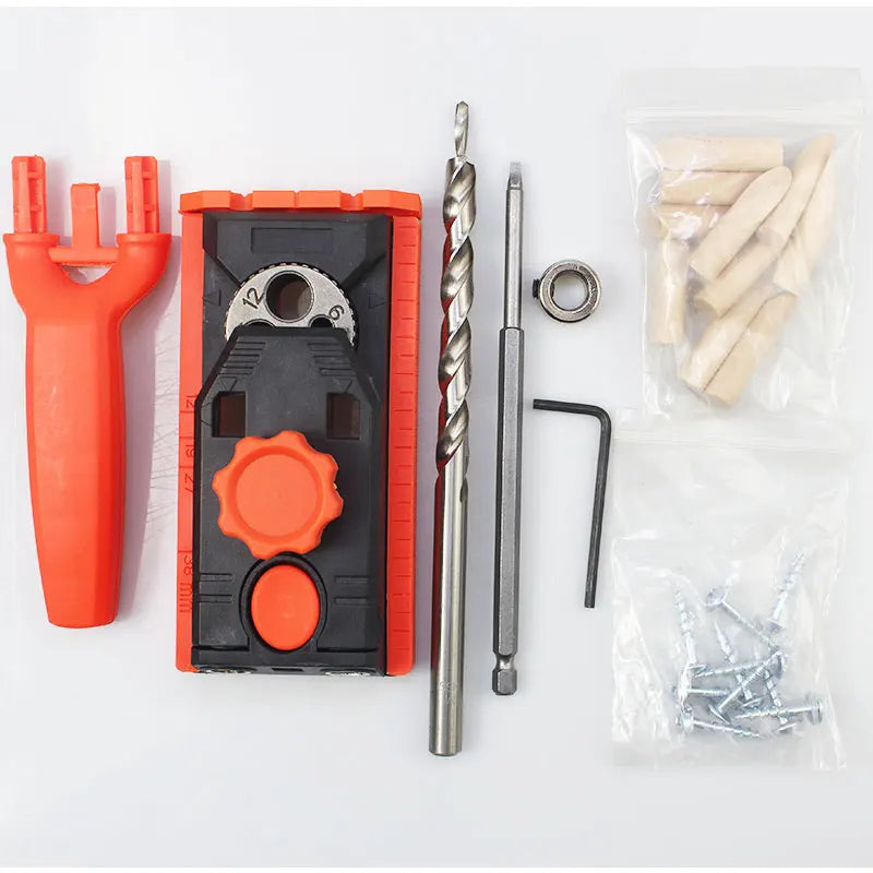25pc Woodworking Pocket Hole Jig Straight/Inclined Hole Drill Locator Manual Pilot Wood Drilling Dowelling Set