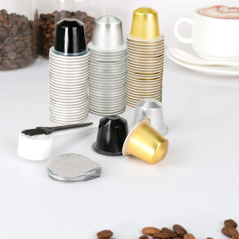 Espresso Coffee Capsules 1SET Compatible with Nespresso Original Line Machines Metal Filters Quality Pods