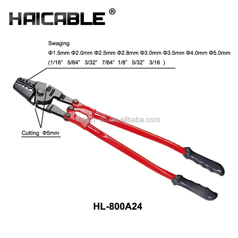 HL-800A24 Steel Wire Rope Swager Wire Cutter Crimper Fishing Crimp Tool Max 5mm