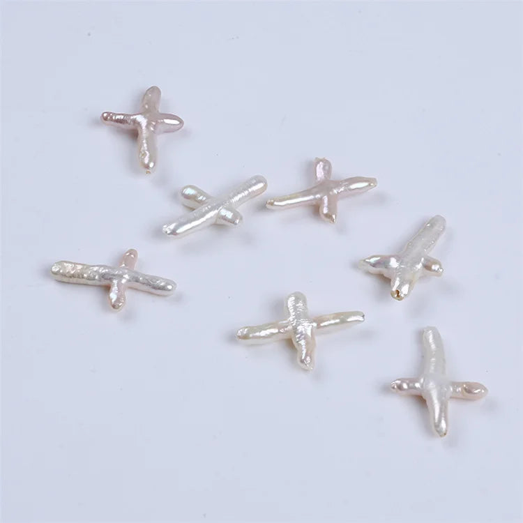 Promotion Price 20*32mm Wholesale Natural Cultured Irregular Cross Shape Freshwater Pearls