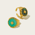 Chunky Woman Ring Jewelry Stainless Steel Big Fashion Green Women Single Natural Stone Ring