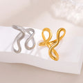 Cunyan 2025 Minimalist Line Design Creative Jewelry Rings Women Fashion Gold Plated Stainless Steel Adjustable Rings