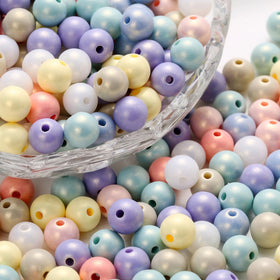 JC Crystal Wholesale 6mm 8mm Macaron Color Acrylic Round Beads Hot Sales Acrylic Plastic Loose Beads for Bracelet Diy