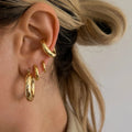 J&D Simple Design 18K Gold Plated Hoop Earrings Stainless Steel Wholesale Gold Hoop Ear Cuff Earrings