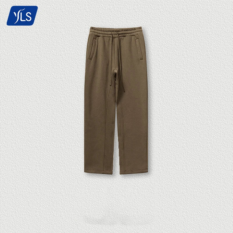 Wholesale 345GSM Fleece Blank High Quality Men Custom Logo Embroider Jogger Straight Leg Sweatpants