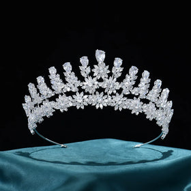 Handmade High Quality Pageant Tiara Shining Cubic Zirconia CZ Bridal Hair Accessories Wedding Crowns Women