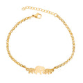 Wholesale 18K Gold Silver Rose Plated Stainless Steel Charm Three Elephant Bracelet Jewelry for Women