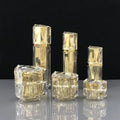 Free Samples Luxury Cosmetic Packaging Set Empty Skincare Containers Black Square Acrylic Lotion Bottles and Cream Jars