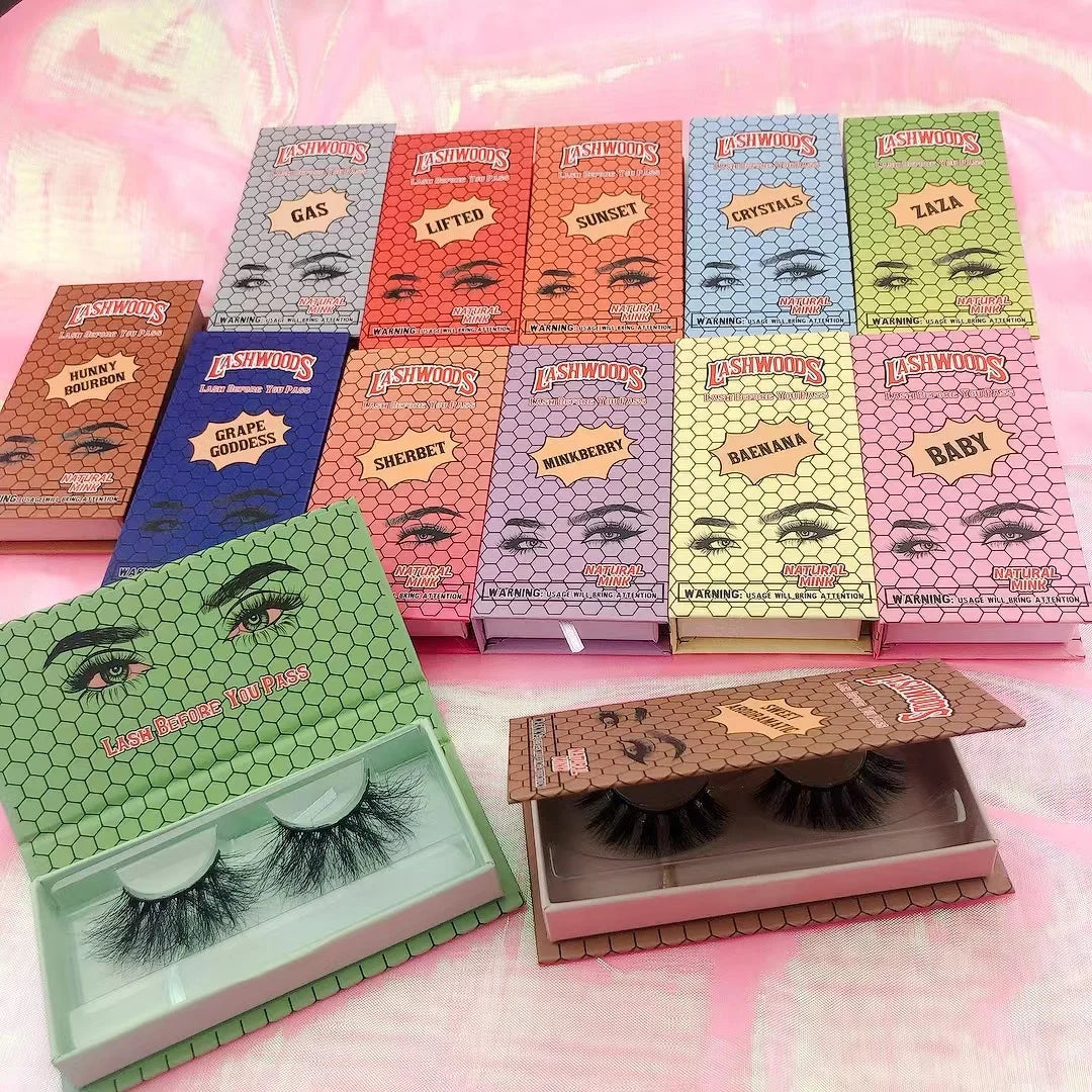 Backwood Packaging Box Custom Backwood Strip Mink Eye Lash Vendors Lashesbox Backwood Lashcase Lashglue Pen Waterproof