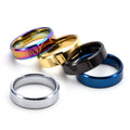 POYA Wholesale Men 8mm 6mm 4mm Gold Plated High Polished Shiny Beveled Edge Tungsten Wedding Ring