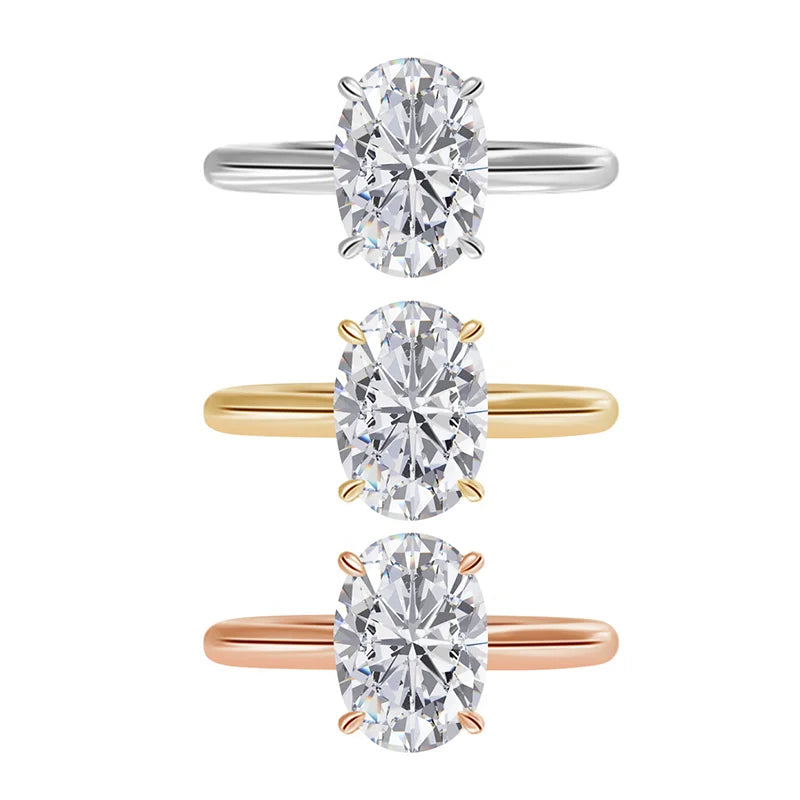 Fine Diamond Jewellery Rings Lab Grown Diamond 0.5ct Oval Def Vs Vvs Lab Diamond 14k Solid Gold Engagement Ring