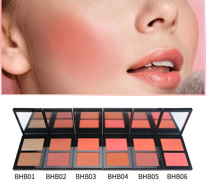 2 in 1 Black Square Blush Compact Makeup Powder Palette Long-Lasting Vegan Liquid Shimmer Finish Custom Logo ODM Private Label