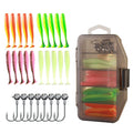 33pcs 15*8.5*3cm 147g Bass Worms Paddle Tail Soft Plastic Bionic Bait with Jig Hook Swimbait Fishing Lure Set