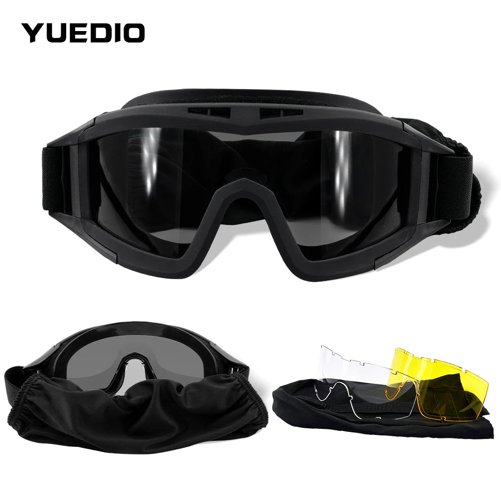 Tactical Airsoft Goggles Glasses Ballistic Safety Goggles for Shooting Hunting with 3 Interchangeable Lenses