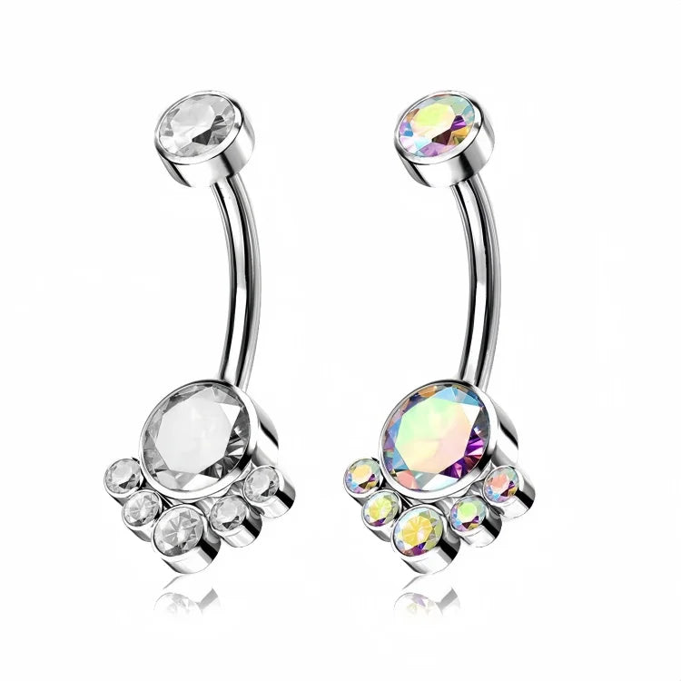 Elegant Curved Barbell Navel Piercing Belly Button Ring 14G 316 Surgical Steel Body Jewelry for Women and Girls MegaBDM