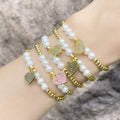 2022 Luxury Fashion Heart Pearl Couple Bracelet Beaded Micro Colorful Zircon Bracelet for Girl