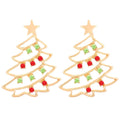 Personality Gold Plated Tree Star Stud Earrings Jewelry Bling Cubic Zircon CZ Christmas Tree Earrings for Girl Gift