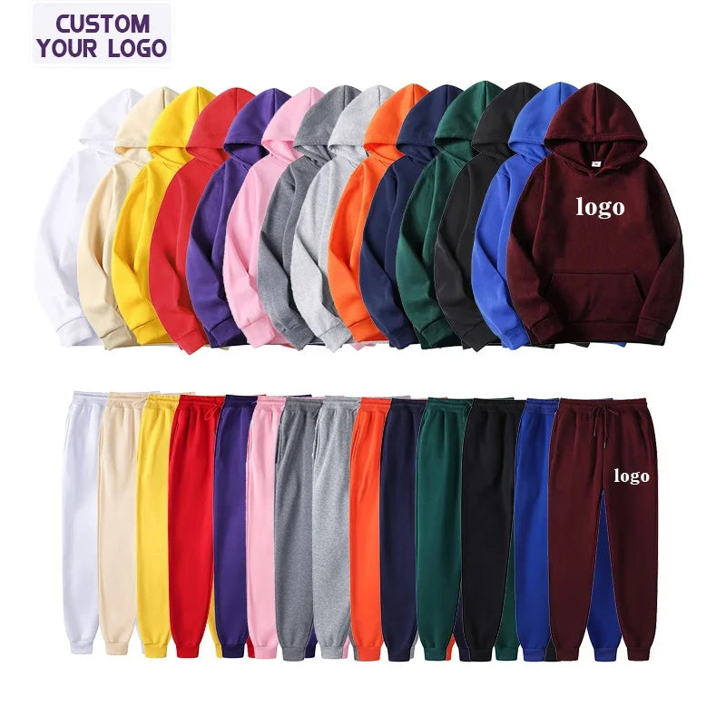 Wholesale Men's Hoodies Set Custom Logo Print Hoodies Set High Quality Plain Hoodies Crop Top Two Piece Sets
