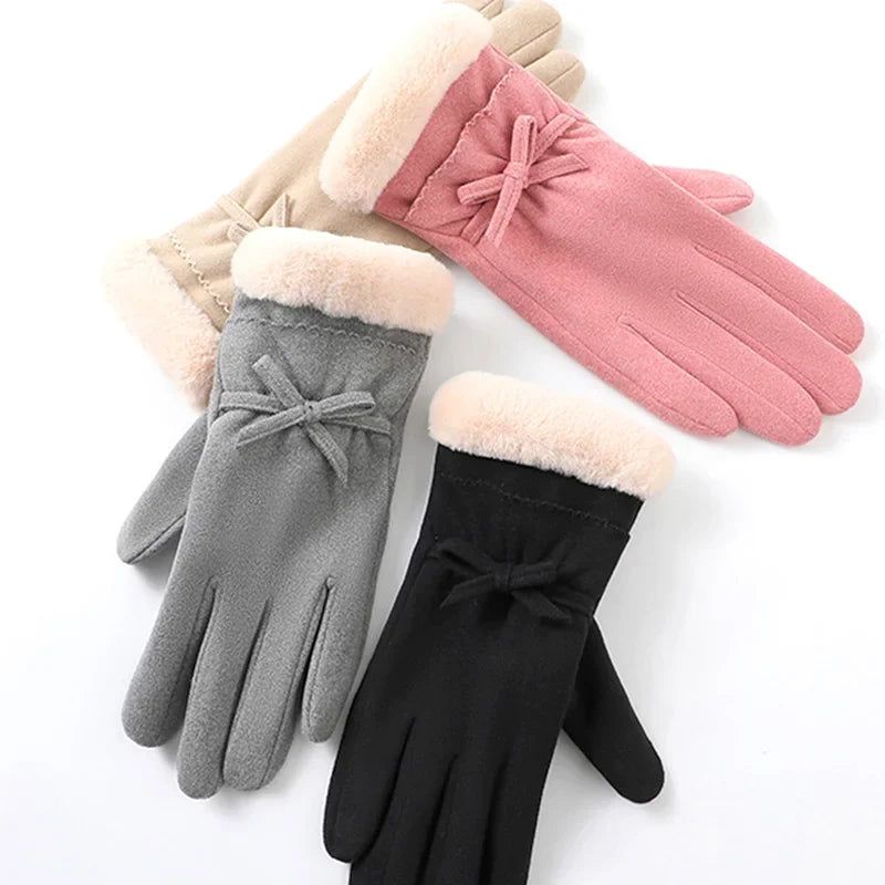 Fashion New Outdoor Sport Winter Women Warm Touch Screen Gloves Thickened Cold Resistant Wool Lining Riding Gloves