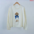 New Autumn/winter Style Casual Simple Bear Round Neck Long-sleeved Conjunto De SuÃ©ter De Mujer Sweater Top