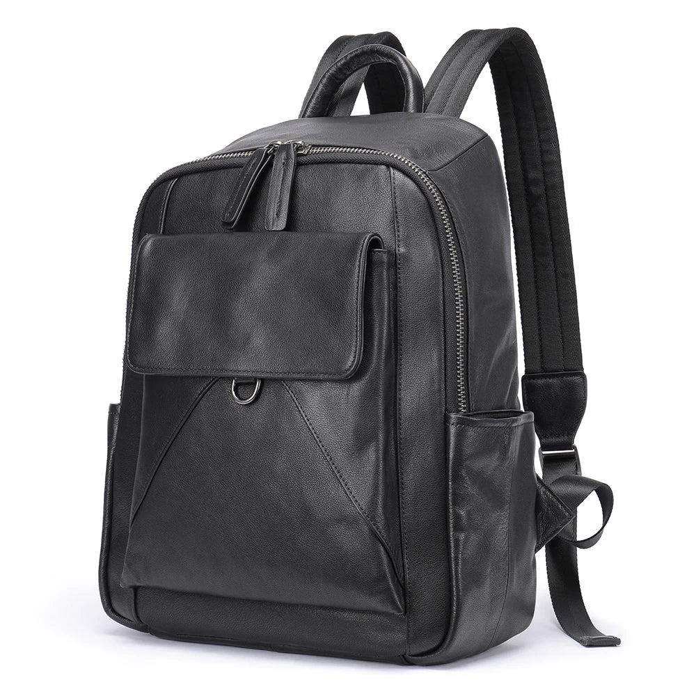 Marant Casual Large Capacity Mens Laptop Backpacks Black Daypack Genuine Leather Backpacks Bag for Men Backpack