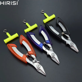 Hirisi Stainless Steel Fishing Scissor and Free Knot Tool with Bag 3 Colors Fishing Pliers Tackle Tool