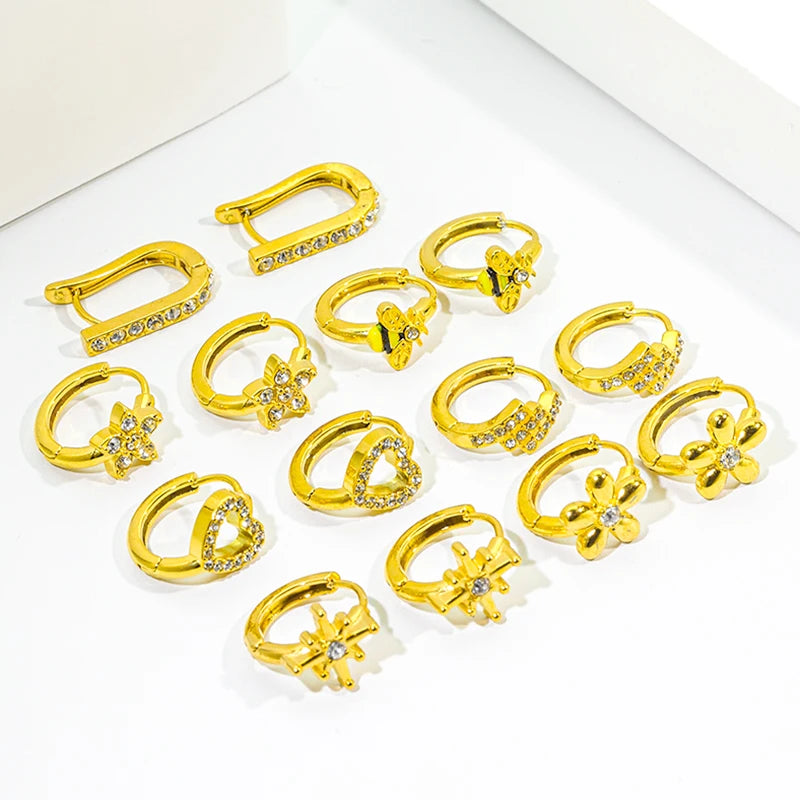 JUSNOVANew Arrived 18K Pure Gold Stainless Steel Earring Beautiful Large Hoop Earrings Women Fine Jewelry  for Women Girls