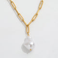 Joolim Jewelry 18K Gold Plated Link Chain Necklace Pearl Pendant Necklace