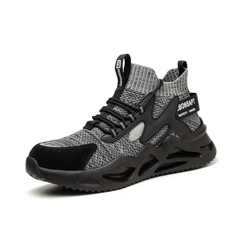 Industrial Safety Shoe Men  Construction Protective Security Work Anti-puncture Toe Steel Toe  Leather Mesh