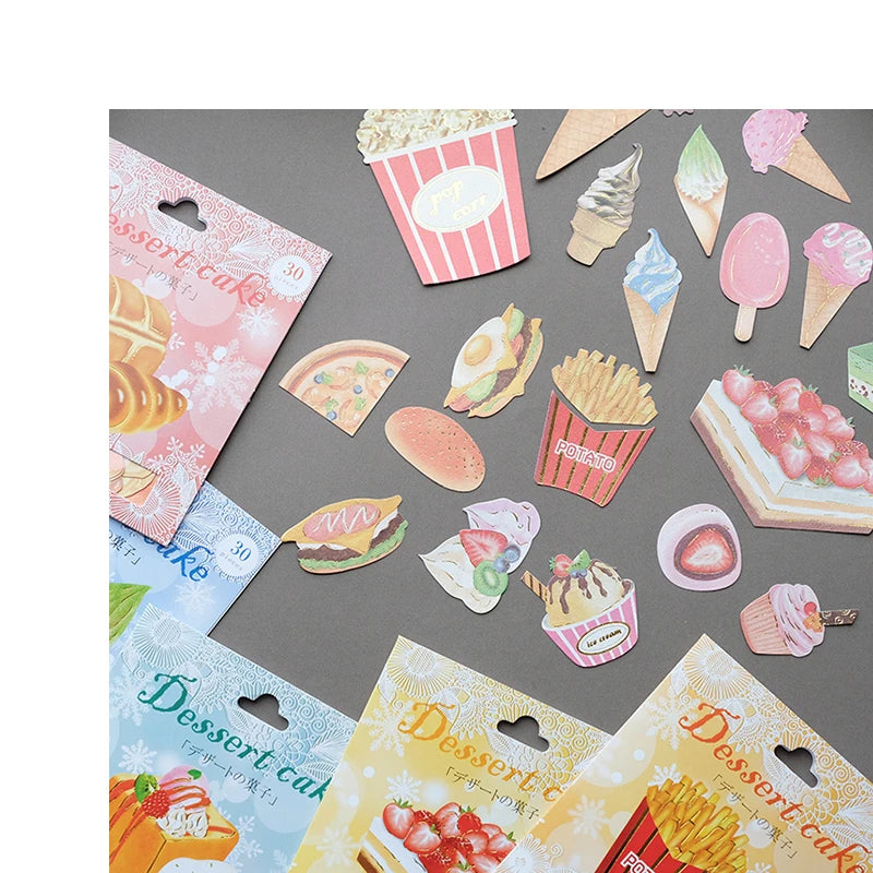 Nekoni Laser Stickers Pack Kawaii Decorative Decals Clear Self Adhesive Food Hand Account Decals for Paper Sticker Flakes