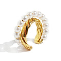 Sweet Cool Fashionable Gold Spiral Stripe Cross Pearl Ear Bone Clip Single Without Ear Hole Earrings Jewelry Customized
