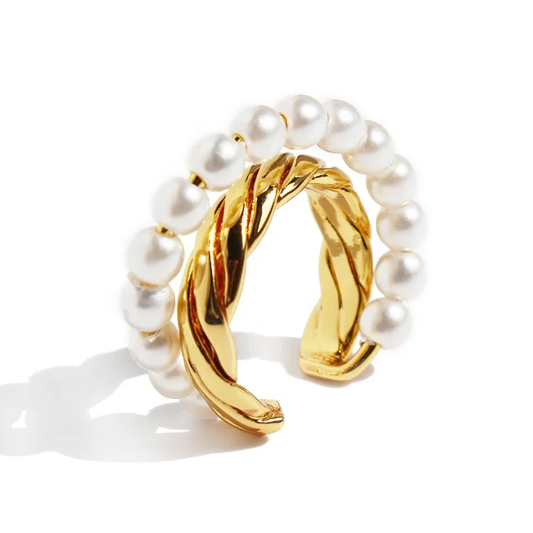 Sweet Cool Fashionable Gold Spiral Stripe Cross Pearl Ear Bone Clip Single Without Ear Hole Earrings Jewelry Customized
