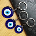Wholesale 3 3.5 4cm Charm Lucky Big Round Blue Glass Turkish Evil Eye Keychain Keyrings for Key