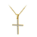 Wholesale Religious Classic Jewelry 925 Sterling Silver Gold Plated Necklaces Clear Cubic Zirconia CZ Cross Necklace for Women