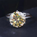 Abiding Jewelry Champagne Yellow Color Moissanite Diamond Wholesale Women 925 Sterling Silver 5 Carat Moissanite Ring