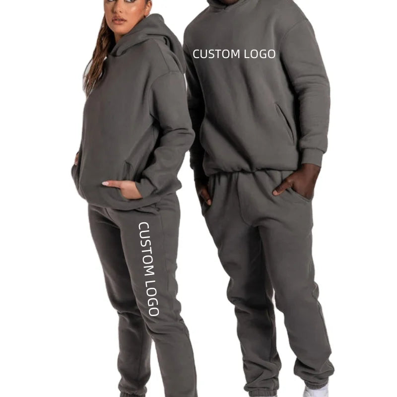 Bulk Men Men Oversized Tracksuit Blank Solid Color Custom Own logo 100% Cotton Baggy 2 Piece Unisex Sweatsuits Sets