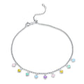 925 Sterling Silver Enamel Heart Pendant Chain Anklet for Women Summer Foot Bracelet Feet Jewelry 2022 New SCT020