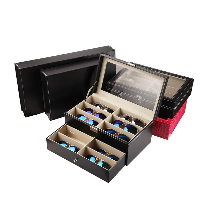 New Arrival 8 Grids Storage Display Packaging Box for Eyeglass Sunglass Watch Glasses Showing Case With Window