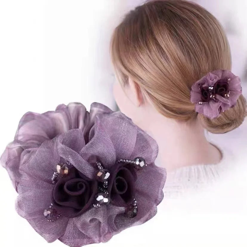 2024 New Arrival Spring Women Hair Scrunchies Large Mom Scrunchies Headband Elegant Flower Scrunchies Sweet Fashion Hair Ties