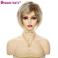 DREAM.ICE'S Light Blonde Synthetic Bob Wig Women Short Bob Kinky Curl for Bangs Heat Resistant 150% Density