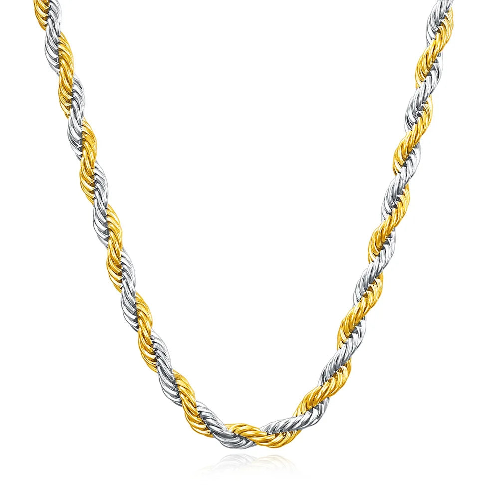 Mens Gold Filled Jewelry Hiphop Twist Necklace Stainless Steel Chain Bulk Sale Necklace