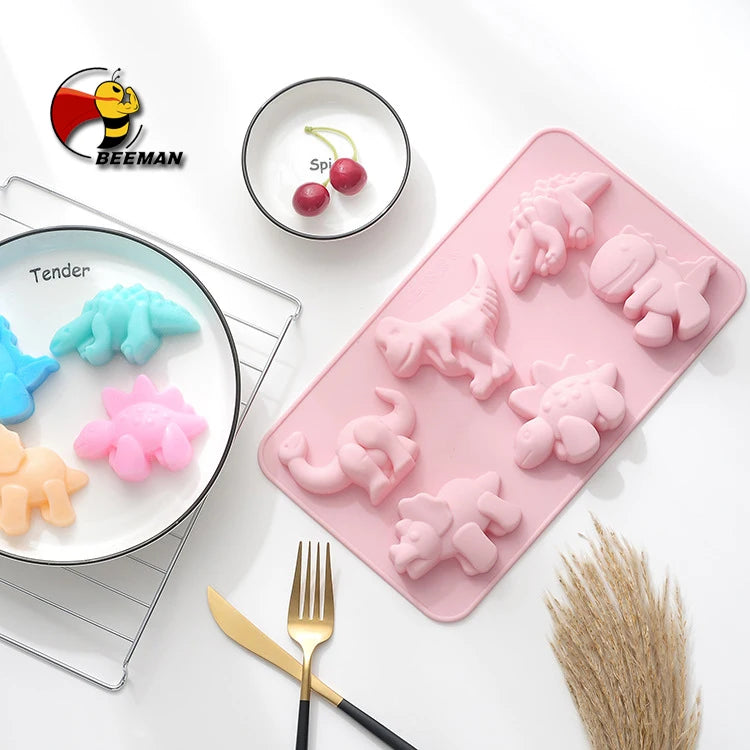 Beeman Christmas China Biscuit Dinosaur Candy Pancake Silicone Cup Cake Baking Molds Mold Mould Set