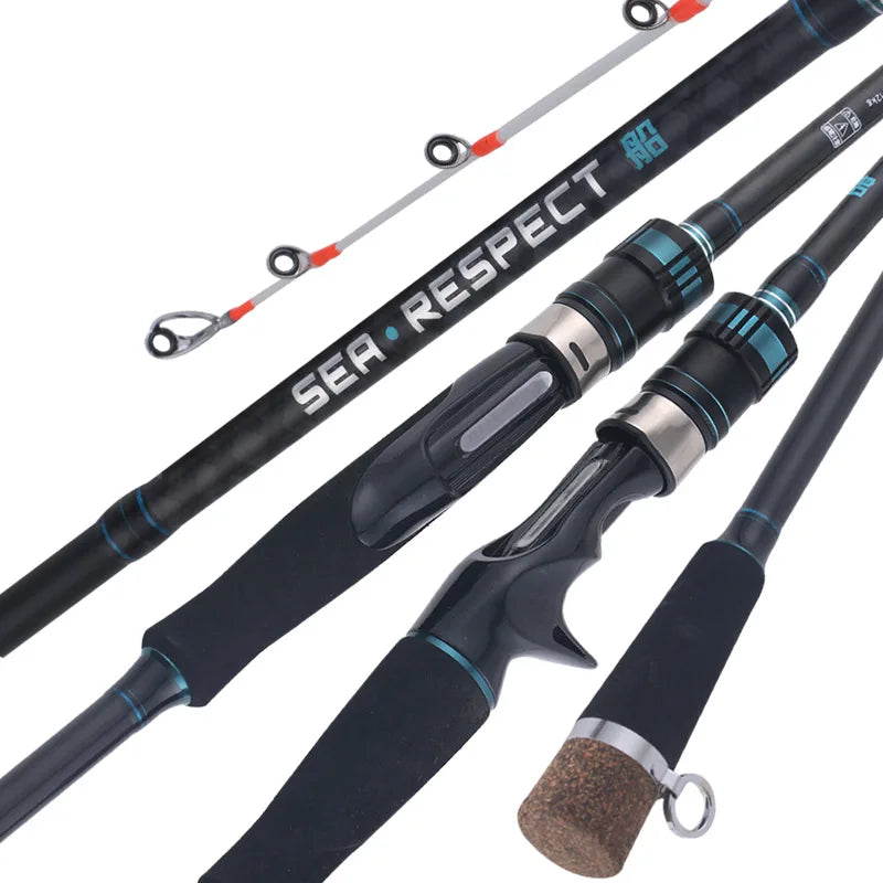 2 Sections 1.8m-2.7m Inshore Saltwater Trout Surf Bait Casting Rod Pole Carbon Fiber Ultra Light Fishing Spinning Rod